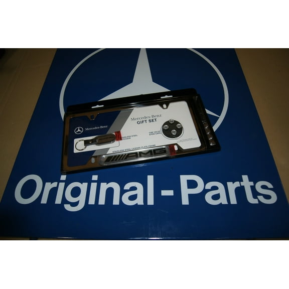 Mercedes Benz AMG Q6990003 Genuine License Plate Gift Set OE 6990003 Key Ring Valve Steam Caps