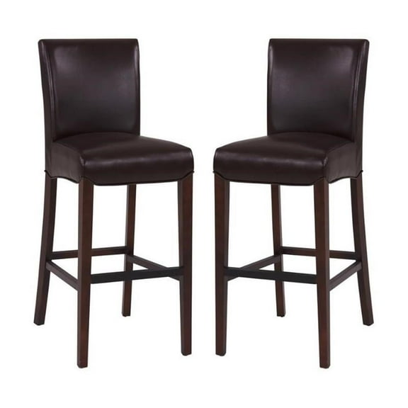 Home Square Milton 29.5" Bonded Leather Bar Stool in Brown - Set of 2