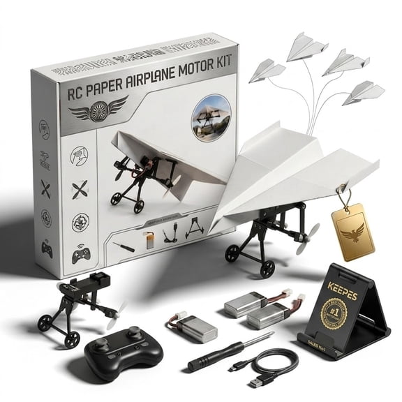 Rc Paper Airplane DIY Kit Electric Remote Control Plane with Gyro Stabilizer Dual Propellers Foldable Lightweight Glider Tool for Hobbyists and Beginner Flyers