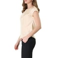 thumbnail image 4 of INSPIRE CHIC Women's Cap Sleeve Silky Blouse Round Neck Pleated Casual Elegant Top L Beige, 4 of 7