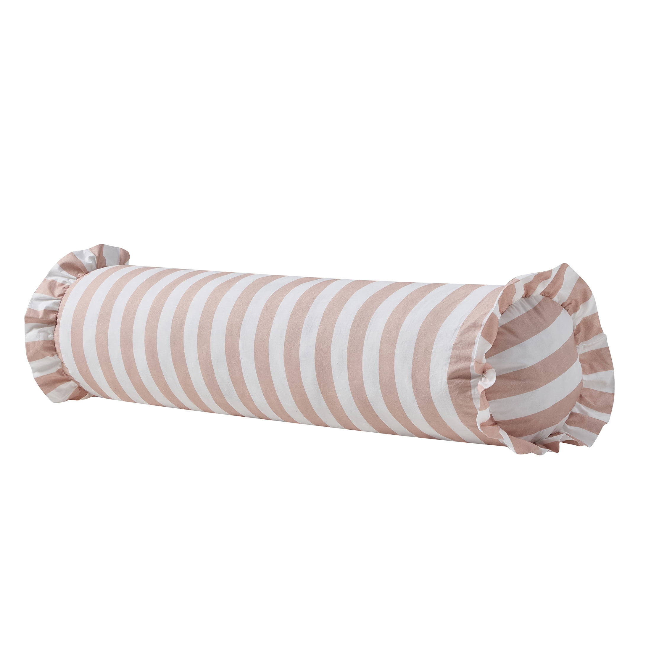 My Texas House 8 in x 36 in Pink/White Stripe Bolster Decorative Pillow