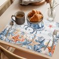 thumbnail image 3 of Crab Coastal Placemats Set of 8 Summer Beach Coral Starfish Grey Wooden Place Mats Indoor Wipeable Table Mats Washable Cloth Dining Table Placemats for Kitchen Holiday Party Home Decor 13x19 Inch, 3 of 9