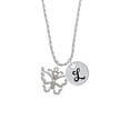 thumbnail image 2 of Delight Jewelry Silvertone Large Open Butterfly Silvertone Script Initial Disc - L - Charm Necklace, 20"+3", 2 of 4