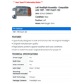 thumbnail image 2 of Left Headlight Assembly - Compatible with 1987 - 1991 Ford F-150 1988 1989 1990, 2 of 2