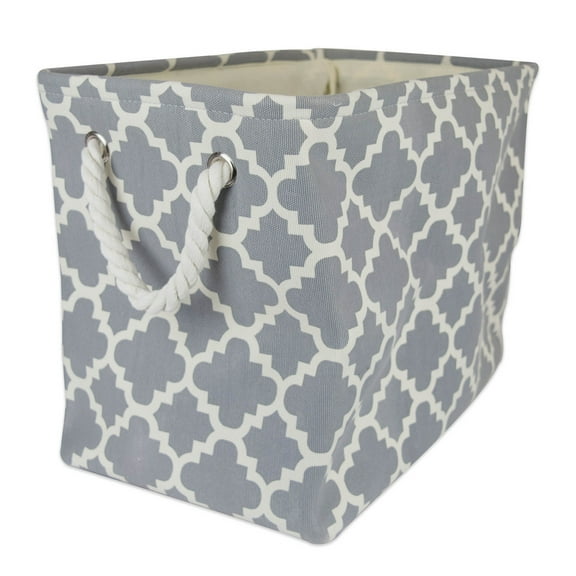 DII Polyester Container with Handles, Lattice Storage Bin, Medium, Gray