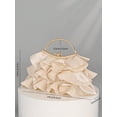 thumbnail image 6 of Women's Elegant Ruffle Evening Clutch Bag with Metal Handle, Floral Inspired Handbag for Wedding Party Prom, 6 of 7