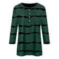 thumbnail image 4 of WTXUE T-Shirts 3/4 Sleeve, Crew Neck Shirts for Women's Button up 3/4 Length Sleeve T Shirt Top Striped | Casual for Women Fern Green/Striped S, 4 of 4