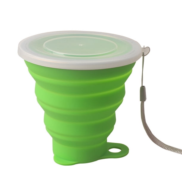 Injueey Taza plegable de silicona de calidad alimentaria para acampar al aire libre y viajar taza de agua portátil resistente al calor Almacenamiento y organización del hogar Verde