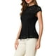 thumbnail image 4 of INSPIRAR CHIC Blusa sin mangas de encaje floral de ganchillo con cuello redondo y peplum para mujer, talla L, color negro, 4 of 8