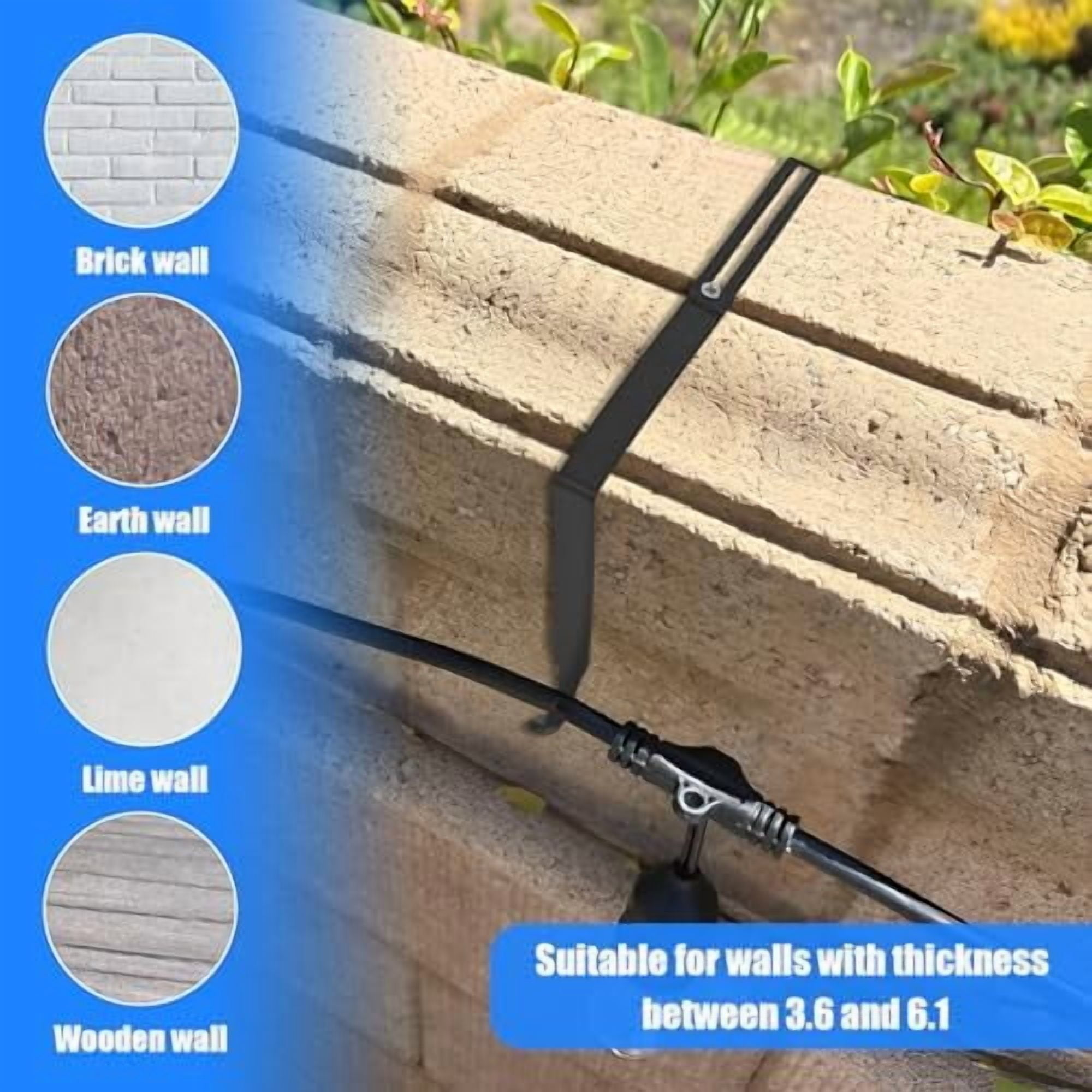 Adjustable Outdoor Light String Hooks for 3.2 - 6 inch Concrete Cinder Block Wall and Fences, 5 Pcs Metal No Drill String Light Hangers, Outside Hanging Rope Lights Cable Cord Holders Organizer