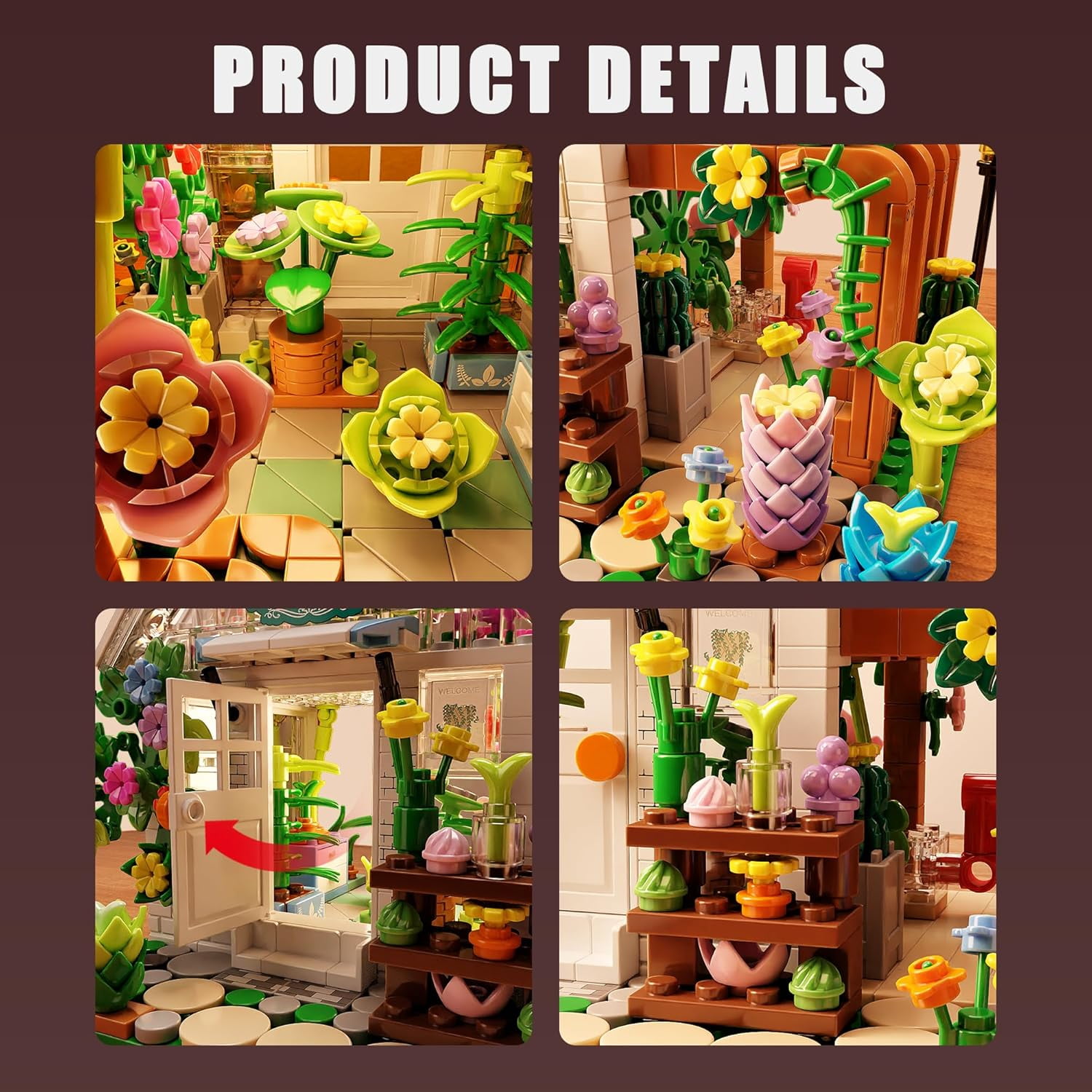 Remocguys Flower House Building Set with LED Compatible with Lego Botanical Garden Toy for Adults Kids 719Pcs