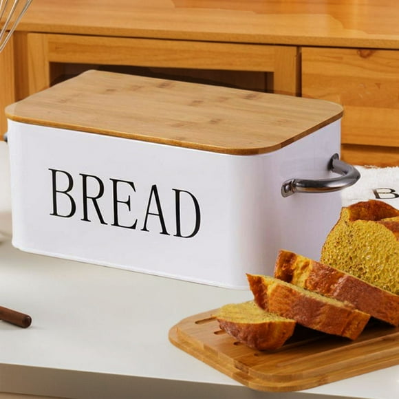 Wooden Lid Bread Box Household Metal Baking Bread Box Iron Storage Box Kitchen Food Storage Box