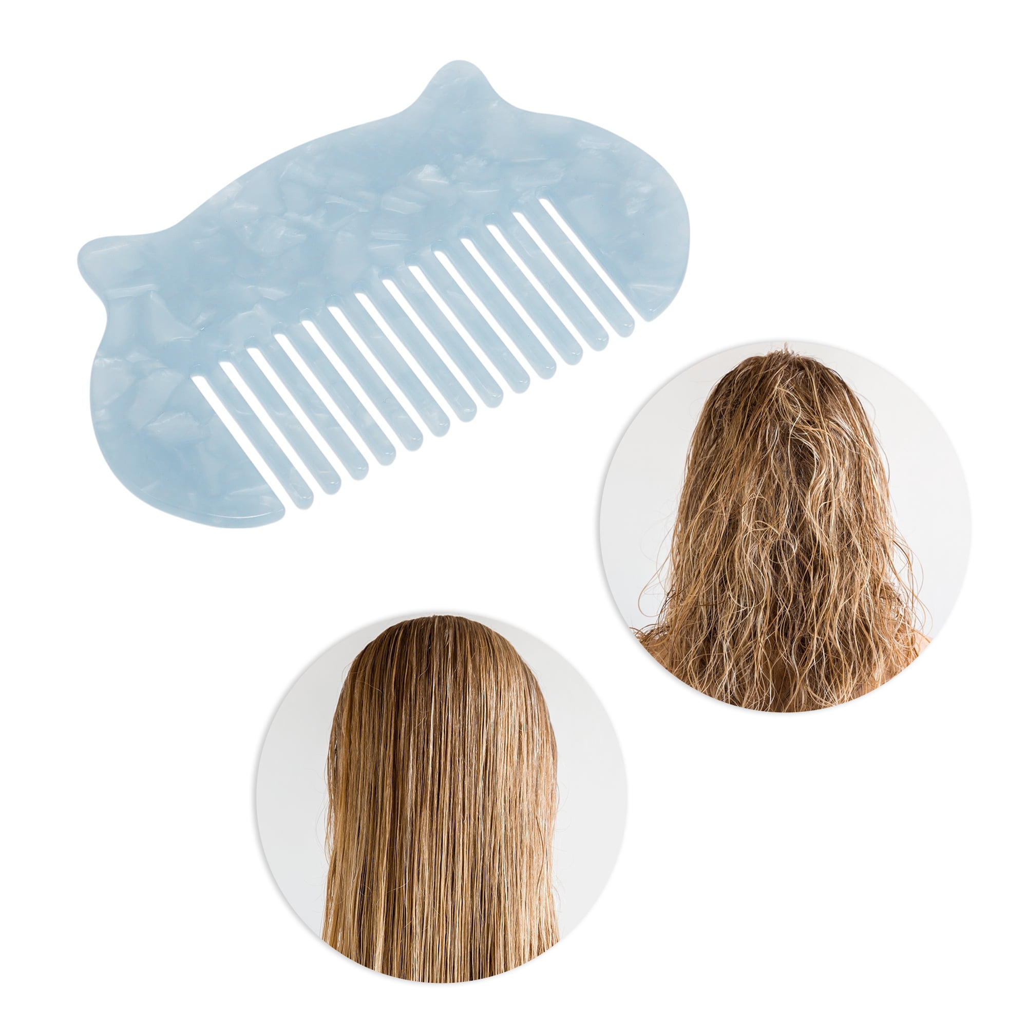 Unique Bargains 1 Pc Women Durable Cat Ear Hair Comb for All Hair Types Blue