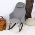 thumbnail image 2 of Brown Linen Rocking Armchair | Ideal for Nursery and Bedroom, Comfortable Seating, 2 of 3