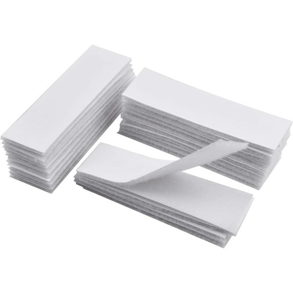 20 Pieces Adhesive Back Strips Pads White Double Sided Sticky Tape Heavy Duty Fasteners Reclosable Hook and Loop for Office Home School