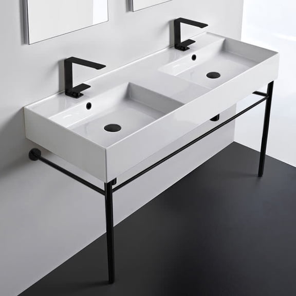 Nameeks Scarabeo 5143-Con-Twohole Teorema 2.0 47-5/8" Rectangular Ceramic Console Bathroom