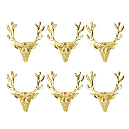 

SUOAGIN 6 Pieces Hollow Out Deer for Head Napkin Rings Christmas Decoration Table Setting Exquisite Craftsmanship Cost-effective