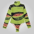 thumbnail image 2 of Watermelon Stripes Women's Bodysuit Jumpsuit Mock Turtle Neck Long Sleeve TopsOne Piece Leotards Shirt Yoga Outfits, 2 of 8