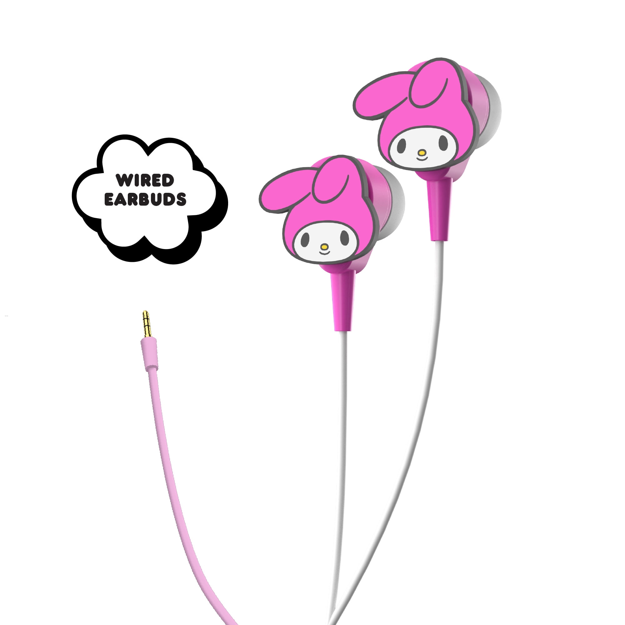 Hello Kitty 2-in-1 Wireless Bluetooth Headphones with Wired Earbuds - Foldable, Adjustable & Padded Headband, Onboard Controls, Squishy Ear Cups, Aux Cable Connectivity, Handsfree Calling
