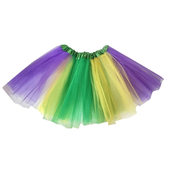 TAIAOJING Ballet Tulle Rainbow Tutu Skirt for Little Girls Toddler Kids Baby Dancing Princess Skirt Color Block Tulle Ballet Tutu Outfits 2-8 Years