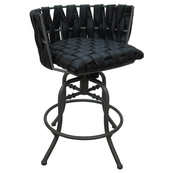 Metalona Counter 26" Swivel Tilt Metal Bar Stool - Black Vinyl - Grey