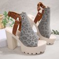 thumbnail image 6 of Pandaie High Heels for Women Ankle Buckle Strap Slingback Platform Heeled Sandals 4.33 Inch Leopard Print Ladies Dressy Pumps (Grey,7.5), 6 of 8