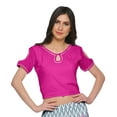 thumbnail image 3 of Moomaya Crop Top And Flared Skirt Set Printed Ethnic Rayon Dresses For Women, 3 of 6