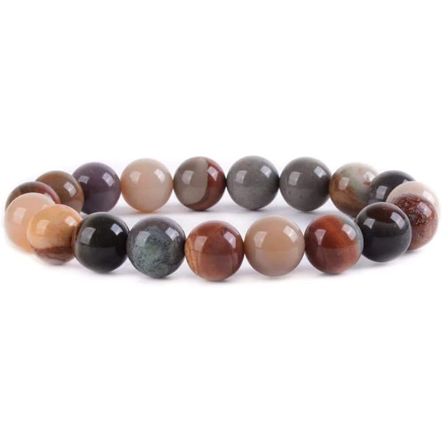 Bracelet Extensible Perles Rondes 10mm Jasper Jasper Natural Scor Creek 7 Pouces Unisexe
