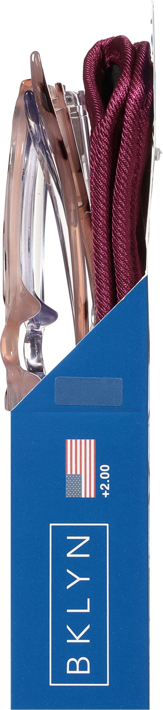 (2 pack) Bklyn, Marcy +2.00, Adult, Womens, Plastic Reading Glasses & Pouches Value Pack , 2 Ea