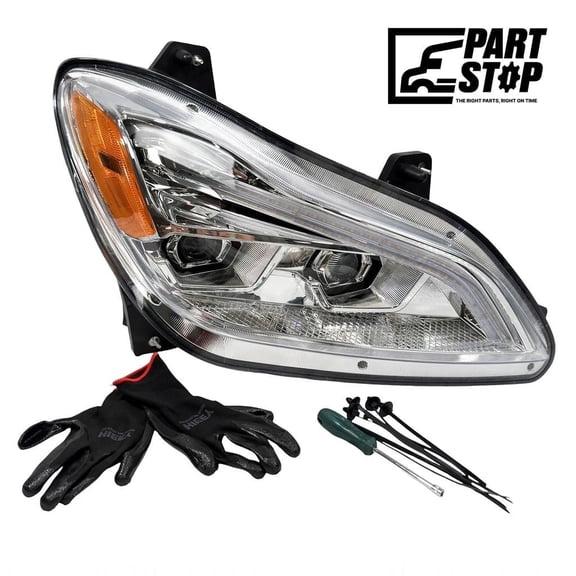 PartStop P546157100R LED Projector Headlight Right Side Chrome – Fits Kenworth T680 2021-2024