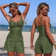 thumbnail image 4 of Swimwear Tankini for Women with Shorts 2 Piece Swimsuits Tummy Control Bathing Suit Athletic Two Side Pocket Swimwear Army Green XL, 4 of 6