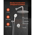 thumbnail image 6 of VEVOR Shower Faucet Set, Rainfall Bathroom Shower System with 10-Inch Round Rain Shower Head and Handheld Spray, Wall Mounted Bath Fixtures with Brass Valve and Trim Kit, Brushed Nickel, 6 of 9