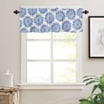 thumbnail image 7 of Blue Watercolor Kitchen Curtains Valance and Tier Set 3 Pieces,Geometric Floral Pattern Small Window Curtains Set, 36 Inches Length Rod Pocket Short Window Treatment Tiers For Bathroom Cafe, 7 of 7