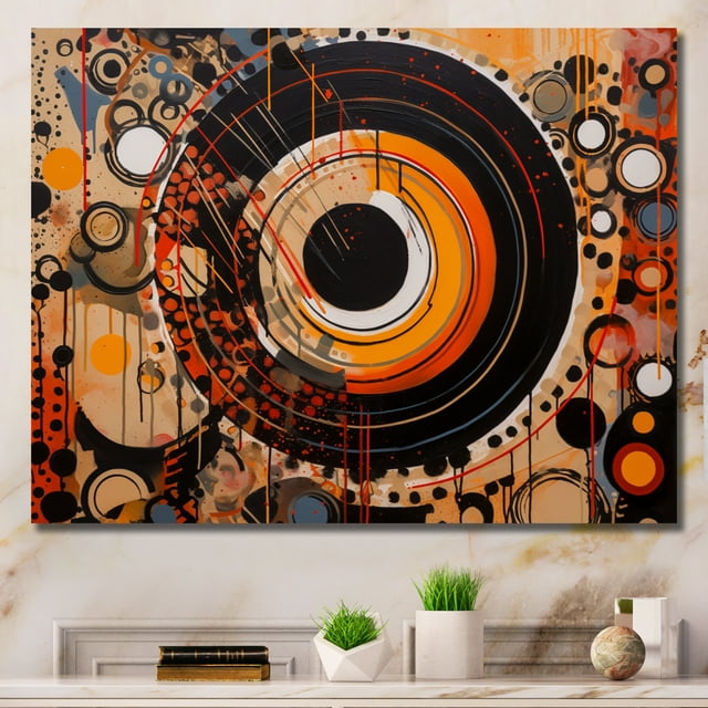 Designart Abstract Wall art decor, Abstract wall art Print, Captivating Abstract Forms I , Orange Modern Canvas wall art, 32x24 inches