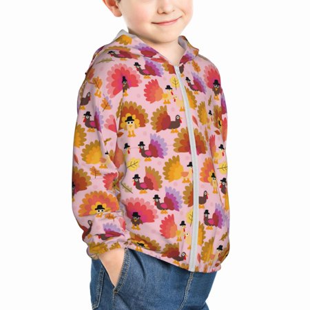

Uemuo Happy Thanksgiving Turkey Pattern Rash Guard for Boys Girls Long Sleeve Swim Shirts UPF 50+ UV Sun Protection Hooded Fishing Shirt with Pocket for Kid-4 Years