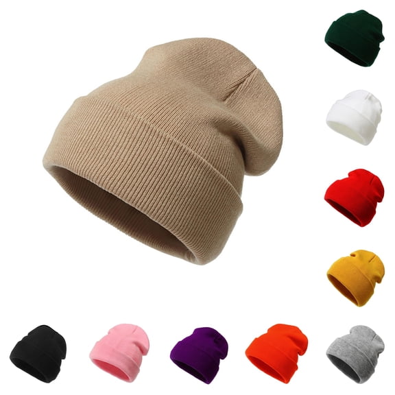 XIAOCHA Mens Solid ed Knit Beanie Daily Casual Skull Cap,Khaki