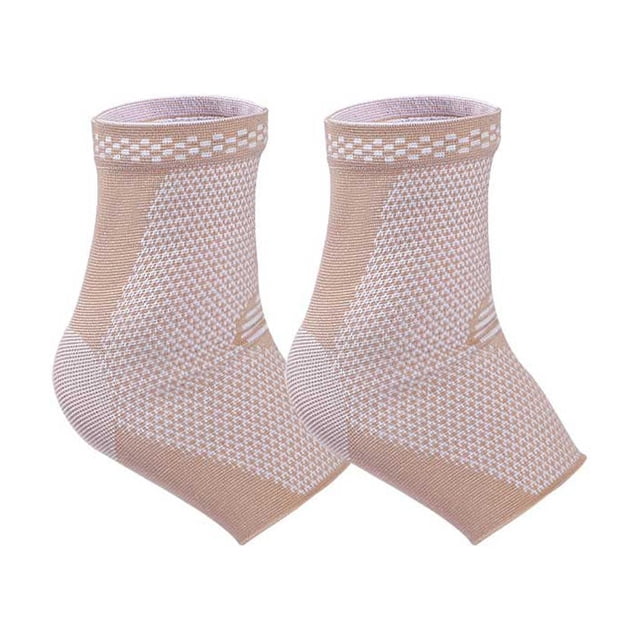 Ankles Brace Sweat-absorbing Nonslip Sports Sock Elastic Breathable Compression Protective Unisex Gym Injury Recovery Support Skin Color L