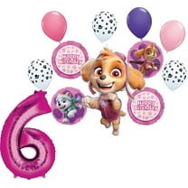Skye and Everest 6th Birthday Party Supplies Girl Paw Pups on Patrol Balloon Bouquet Decorations 12ct