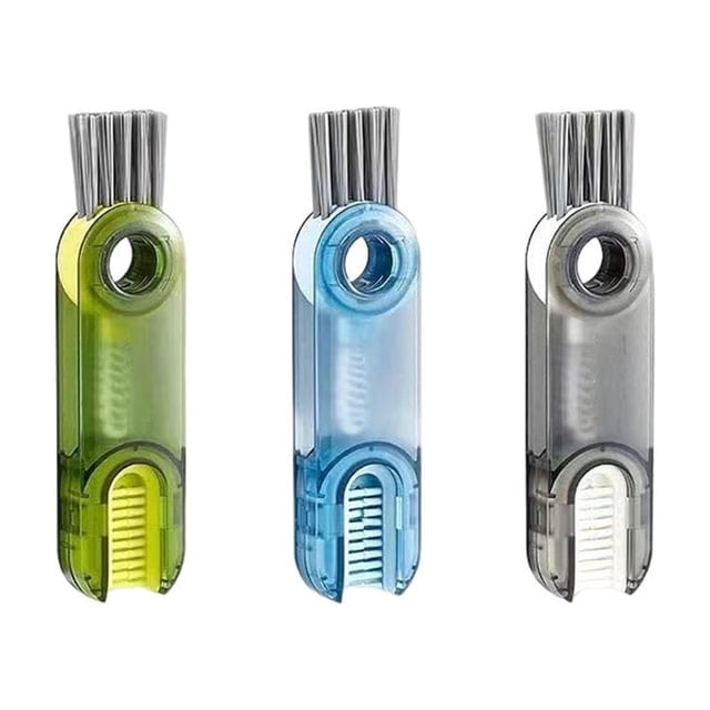 Kearding 3 cepillos para botellas, 3 en 1, minihervidor de cristal de leche, detalle de ranura, barra multifuncional para el hogar, herramienta Suministros de limpieza para el hogar