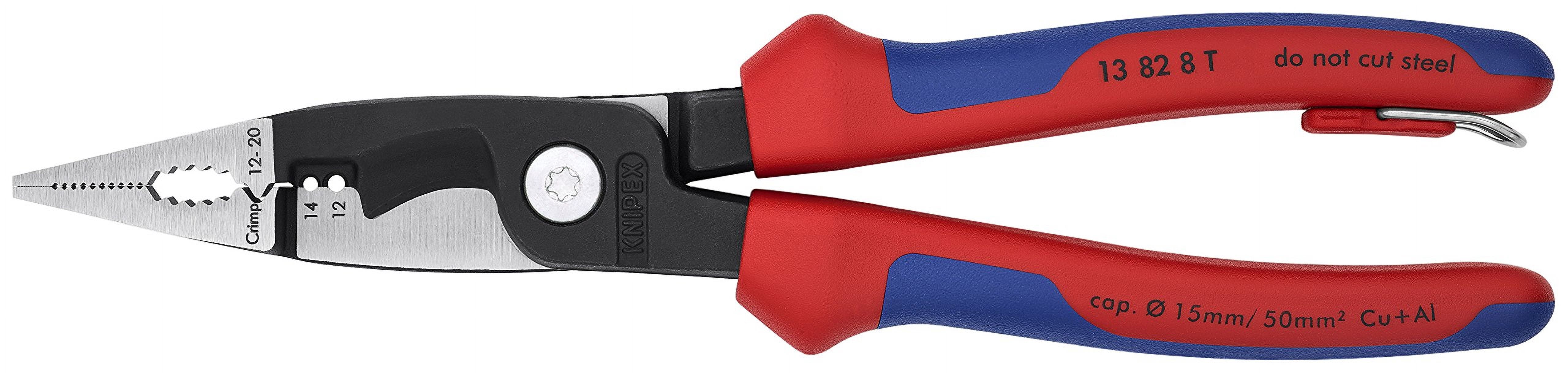KNIPEX - 13 82 8 T BKA Tools - Electrical Installation Pliers, 12,14 AWG, Multi-Component, Tethered Attachment (13828TBKA) CA2