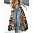 thumbnail image 3 of Vestido sexy con escote en V profundo para mujer, vestido maxi con abertura alta y estampado floral étnico, sin mangas, para fiesta de primavera, 3 of 4