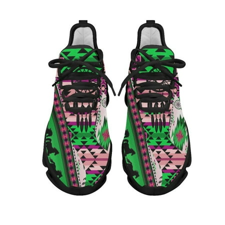 

Hot Sales Ethnic Tribal Aztec Pattern Mesh Shock Absorbing Running Shoes Trend Comfortable Soft Shoes Women Business Footwear