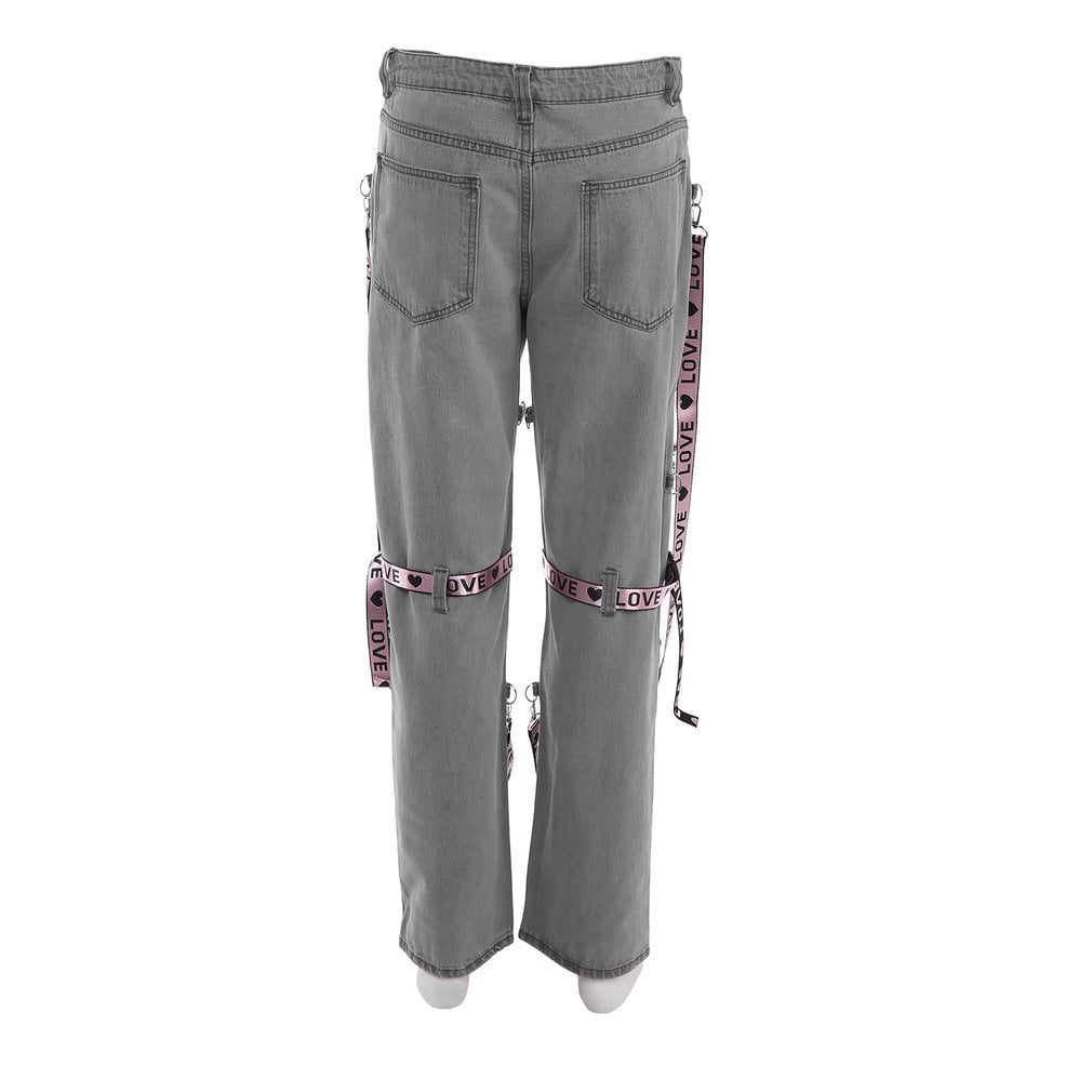 Locked Jeans Belt Stone-gray And Pink 