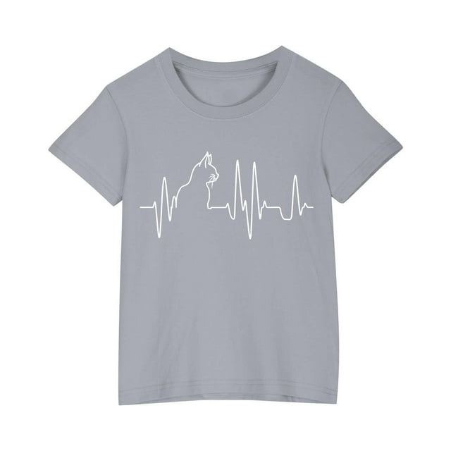 T-shirt en Coton pour Garçons et Filles Tout-Petits Col Rond Manches Courtes Imprimé 1 Pce