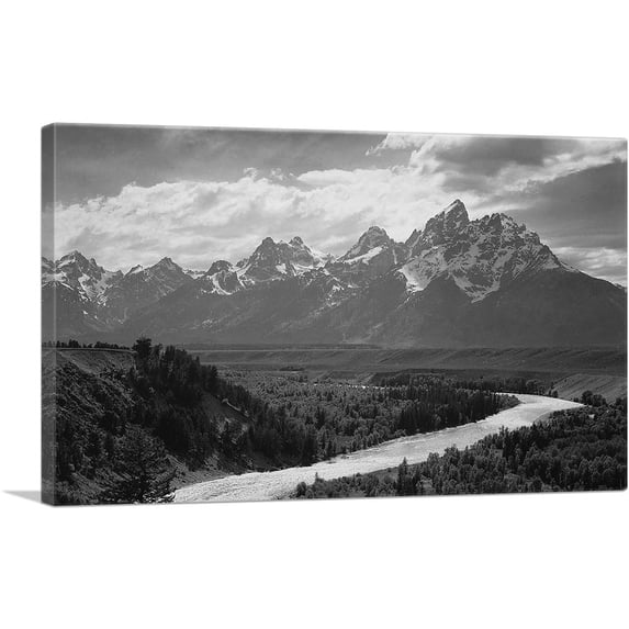ARTCANVAS Grand Teton - National Park - Wyoming Canvas Art Print by Ansel Adams - Size: 12" x 8" (0.75" Deep)