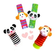 Wrist Rattles and Animal Socks for Cognitive Development of Babies, Developmental Toys Gifts for Baby from Newborns to 3 Months, 6 Months, 8 Months, 1 Year and 2 Years Old Toddlers – Monkey/Panda