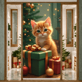 thumbnail image 2 of Festive Design Christmas Banner Decorative Cat Cute Kitten Wrapped Gifts for Holiday Celebration Home Decor Family Gathering, 2 of 9