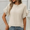 thumbnail image 4 of Karight Womens Plus Size Textured Tops Summer Ruffle Short Sleeve Casual T Shirts Crewneck Loose Fit Tee Blouse Shirts, 4 of 6