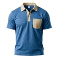thumbnail image 5 of FRSASU Men's Short Sleeve Polo Shirts Casual Summer Button Basic Shirt Classic Golf Stylish Tops with Pocket Blue, 5 of 6