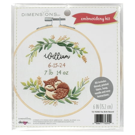 DIMENSIONS EMBROIDERY FOX BIRTH RECORD